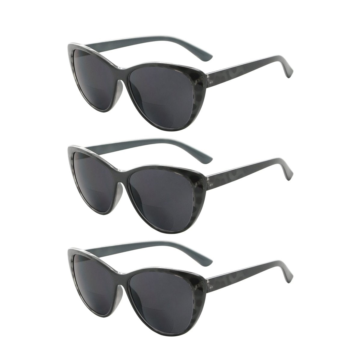 Cat-eye Bifocal Reading Sunglasses Black White Tortoise S033