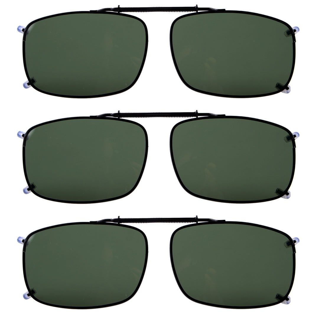 3 Pack Wide Lens Clip on Polarized Sunglasses C60(58MMx38MM)eyekeeper.com