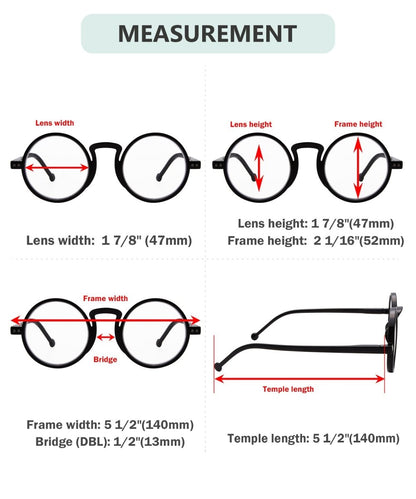 4 Pack Round Reading Glasses Retro Readers Women Men R2140eyekeeper.com