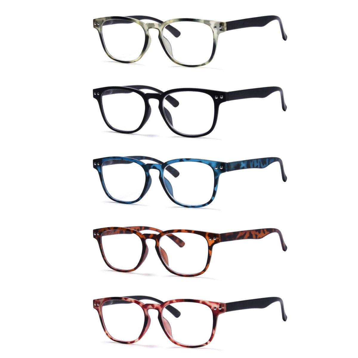 5 Pack Classic Rectangle Reading Glasses for Women Men R079eyekeeper.com