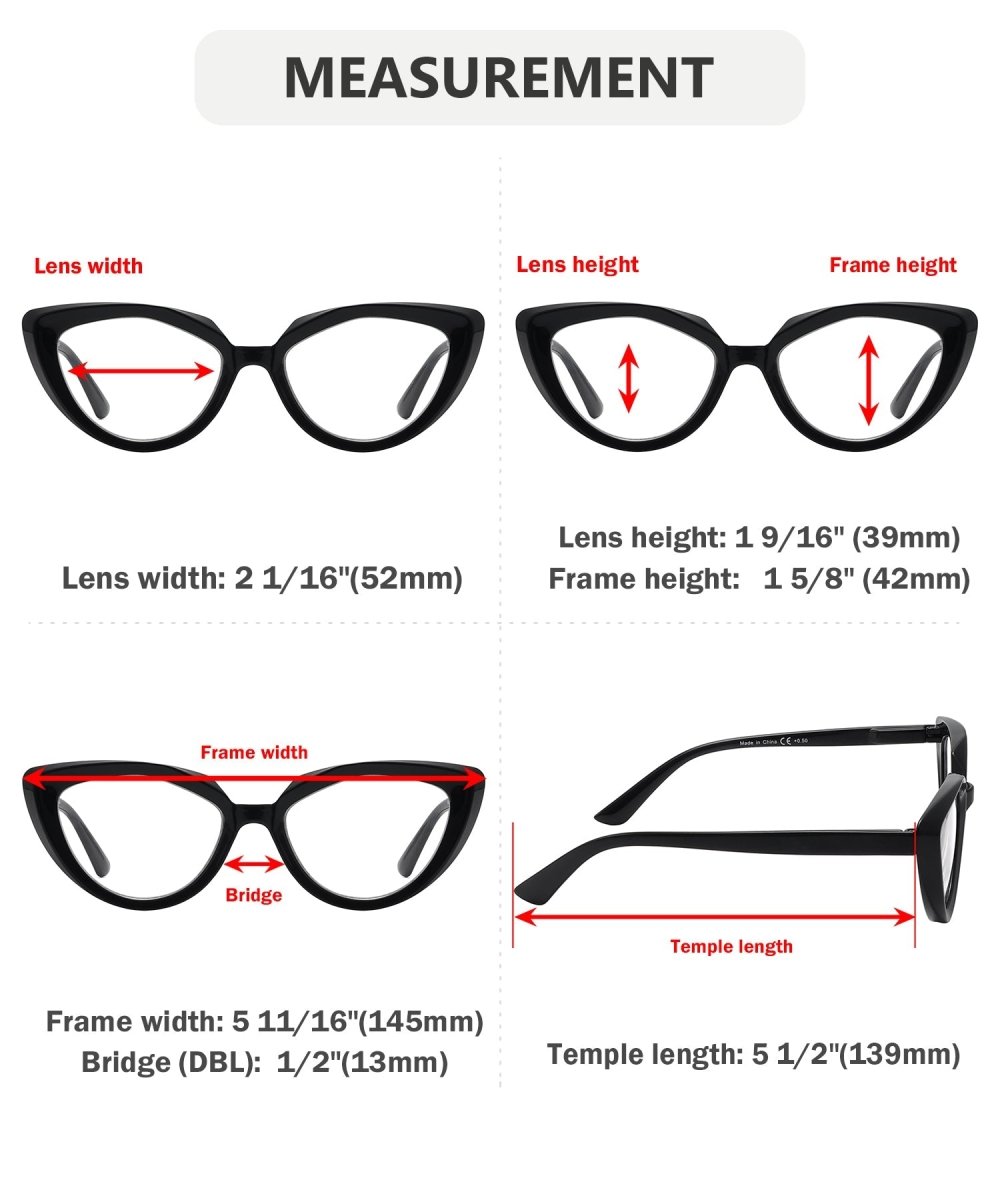 Reading Glasses Cat eye Trendy Specs 5 Pack Women eyekeeper