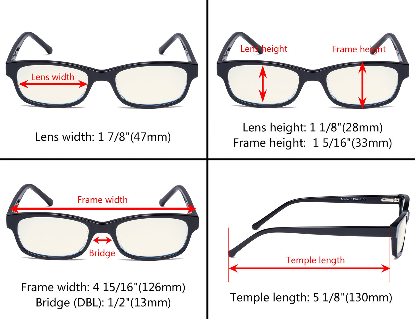 Blue Light Blocking Eyeglasses Dimension