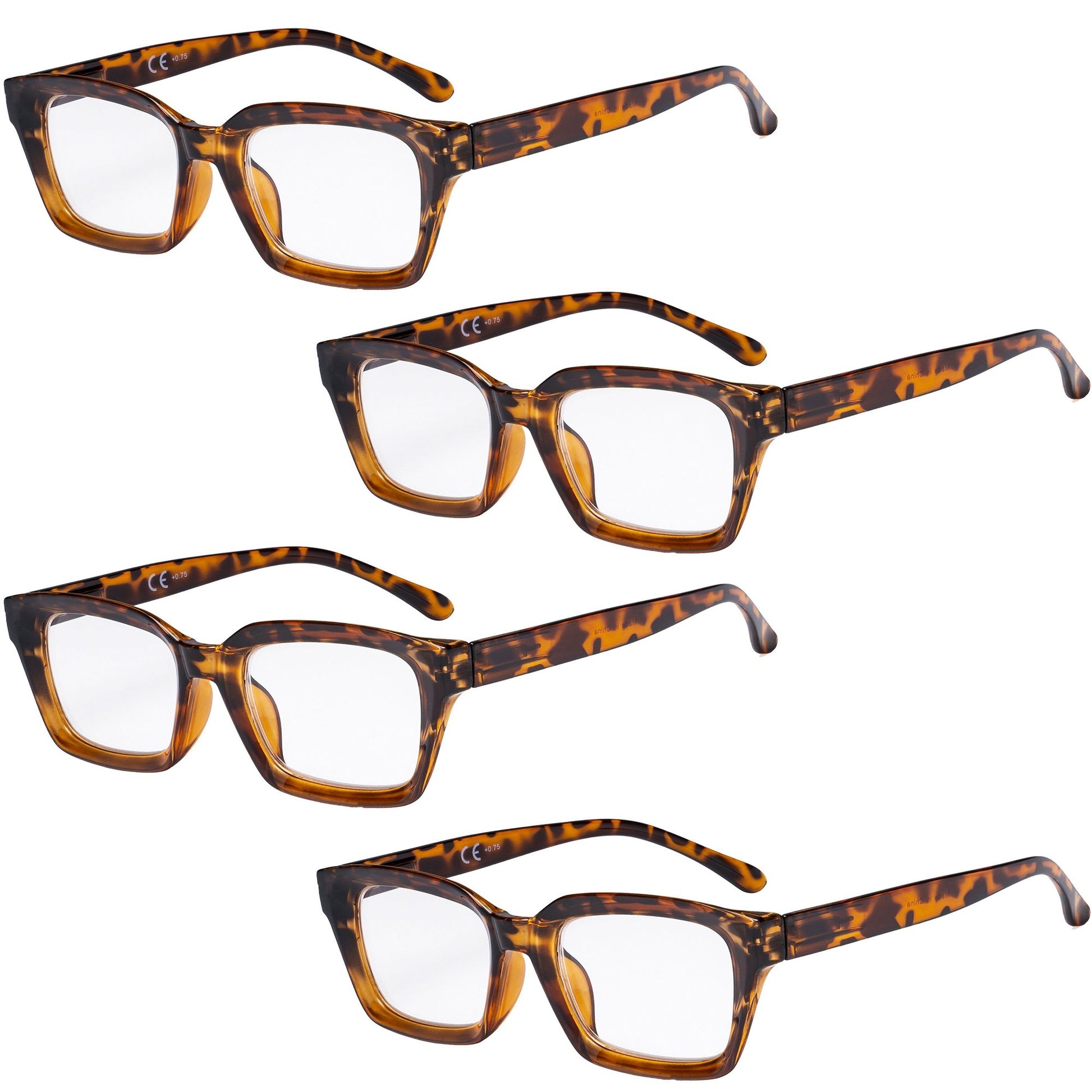 4 Pack Oversized Square Reading Glasses Women Reader R9106-1